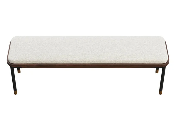 Scandinavian Style Bench Metal Base Cushioned Seat White Background Metal — Stock Photo, Image