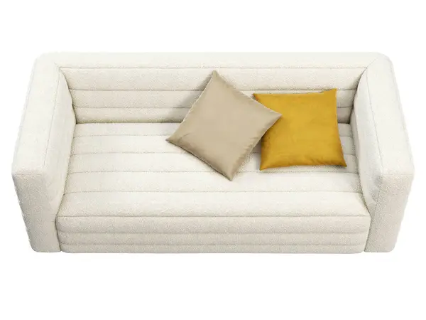 Modern Two Seat Textile Sofa White Boucle Upholstery Tufted Sofa — Stock Photo, Image