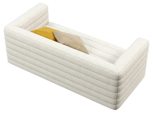 Modern Two Seat Textile Sofa White Boucle Upholstery Tufted Sofa — Stock Photo, Image