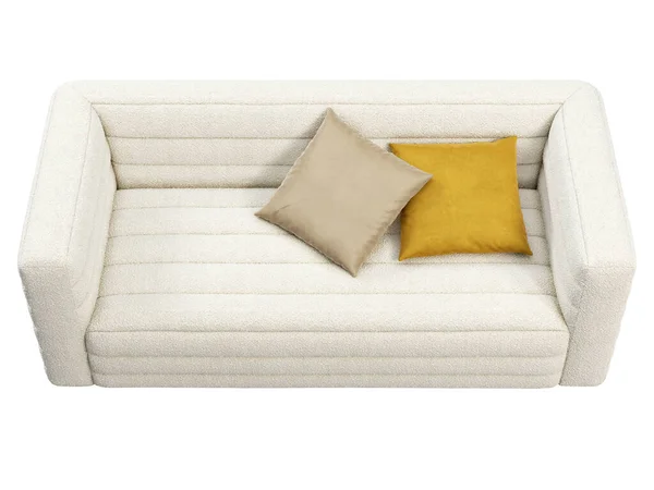 Sofa Tekstil Modern Berkursi Dua Buket Putih Pelapis Sofa Berumbai Stok Gambar