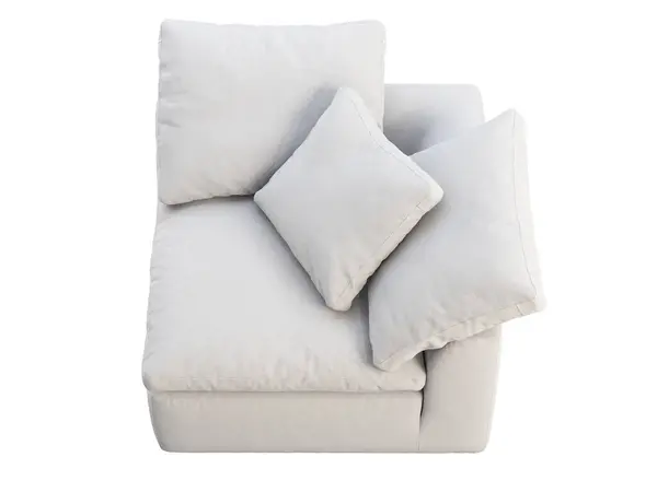 Biały Materiał Tapicerka Narożny Moduł Krzesło Nowoczesne Krzesło Poduszkami Białym — Zdjęcie stockowe