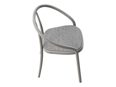 Gri lekeli buharlı ahşap sandalye. Beyaz arka planda sırtüstü ve dizliği olan ahşap kayın koltuğu. Yüzyılın ortalarında, modern, İskandinav, tavan arası. 3d hazırlayıcı