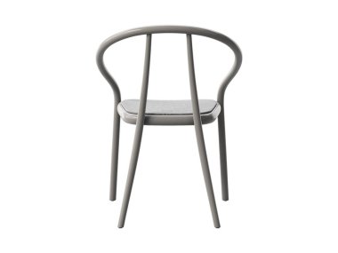 Gri lekeli buharlı ahşap sandalye. Beyaz arka planda sırtüstü ve dizliği olan ahşap kayın koltuğu. Yüzyılın ortalarında, modern, İskandinav, tavan arası. 3d hazırlayıcı