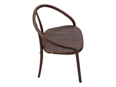 Orta yüzyıl buharlı ahşap sandalye. Beyaz arka planda sırtüstü ve dizliği olan ahşap kayın koltuğu. Yüzyılın ortalarında, modern, İskandinav, tavan arası. 3d hazırlayıcı