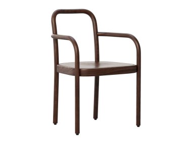 Modern buhar bükülü tahta sandalye. Beyaz arka planda sırtüstü ve dizliği olan ahşap kayın koltuğu. Yüzyılın ortalarında, modern, İskandinav, tavan arası. 3d hazırlayıcı