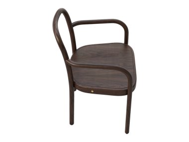 Modern buhar bükülü tahta sandalye. Beyaz arka planda sırtüstü ve dizliği olan ahşap kayın koltuğu. Yüzyılın ortalarında, modern, İskandinav, tavan arası. 3d hazırlayıcı