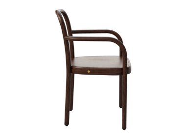 Modern buhar bükülü tahta sandalye. Beyaz arka planda sırtüstü ve dizliği olan ahşap kayın koltuğu. Yüzyılın ortalarında, modern, İskandinav, tavan arası. 3d hazırlayıcı