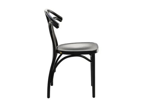 黑色漆漆蒸汽弯曲木椅 木制实心山毛榉椅子 靠背白色背景 世纪中叶 斯堪的纳维亚 阁楼内部 3D渲染 — 图库照片