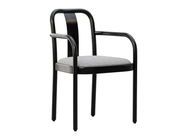 Siyah Buharlı Ahşap Bir Sandalye Beyaz Arka Planda Sırtüstü Dizliği — Stok fotoğraf