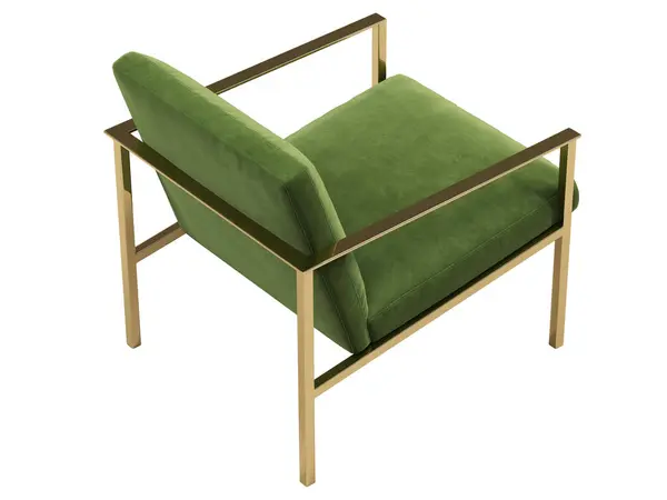 Sillón Textil Moderno Silla Tapicería Terciopelo Verde Con Base Metal — Foto de Stock