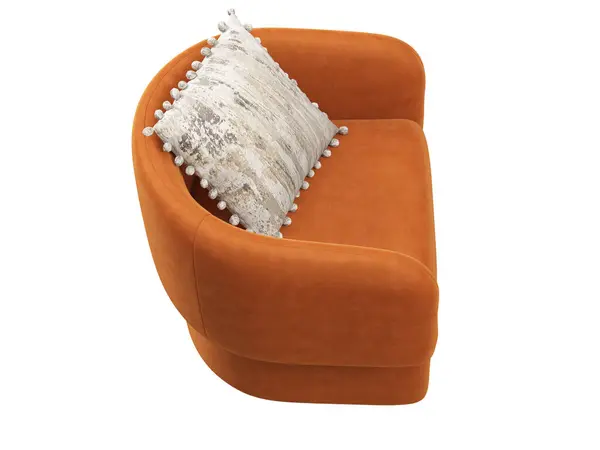 Modern Textile Chair Orange Velvet Upholstery Armchair Accent Pillow White — Stock Photo, Image