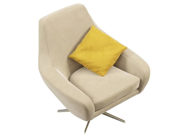 Cadeira Balanço Têxtil Moderna Poltrona Estofos Veludo Bege Com Travesseiro — Fotografia de Stock