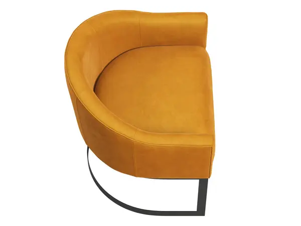 Chaise Textile Moderne Fauteuil Rembourré Velours Orange Avec Base Métal — Photo