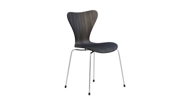 现代黑色木制椅子圆形动画 金属腿白色背景 3D渲染 — 图库视频影像