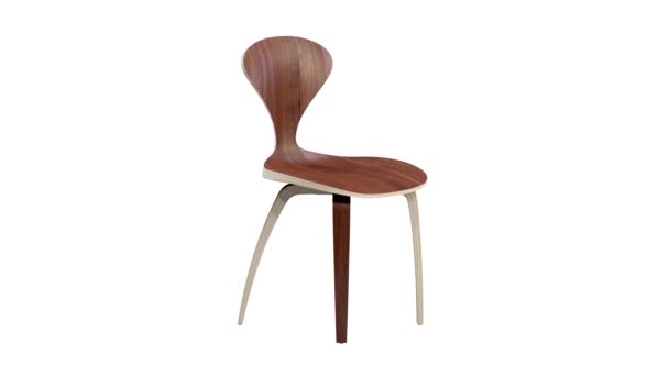 木制腿上现代木制椅子的圆形动画 白色背景的现代侧椅 3D渲染 — 图库视频影像