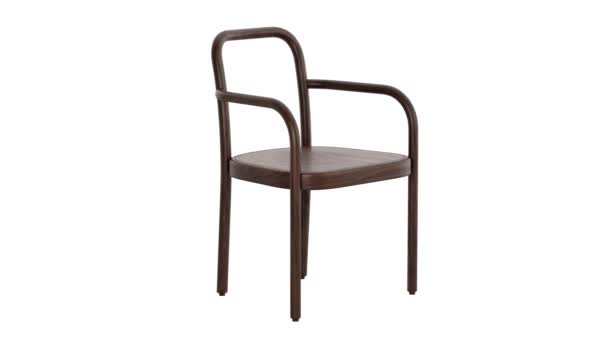 木制蒸汽弯曲木椅的圆形动画 木制实心山毛榉椅子 靠背白色背景 世纪中叶 斯堪的纳维亚 阁楼内部 3D渲染 — 图库视频影像