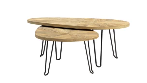 Circular Animation Modern Style Different Sized Nesting Tables Metal Base — Stock Video
