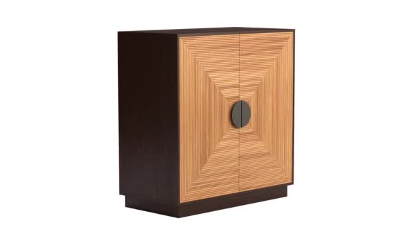 Circular Animation Modern Bar Cabinet Natural Woven Cane Doors Modern — Stock Video