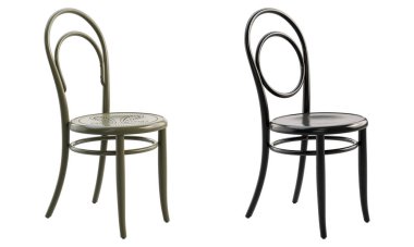 Siyah, buharlı, ahşap bir sandalye. Beyaz arka planda arkası olan ahşap kayın koltuğu. Yüzyılın ortalarında, modern, İskandinav, tavan arası. 3d hazırlayıcı