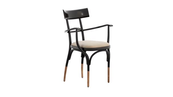 Okrągła Animacja Czarnego Lakierowanego Drewnianego Krzesła Drewniane Solidne Krzesło Bukowe — Wideo stockowe