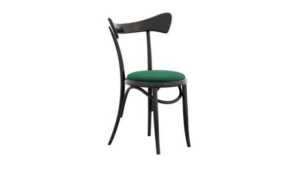 Okrągła Animacja Czarnego Lakierowanego Drewnianego Krzesła Drewniane Solidne Krzesło Bukowe — Wideo stockowe