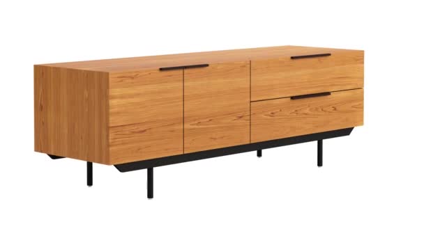 Circular Animation Wooden Sideboard Retractable Shelves Wooden Chest Drawers Wooden — Stock Video