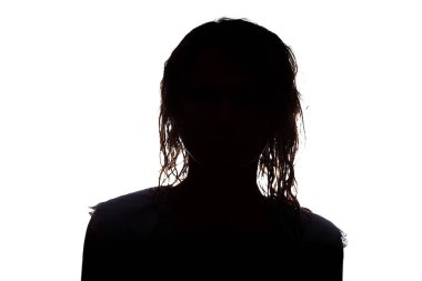 Beyaz arka planda bir kızın silueti.