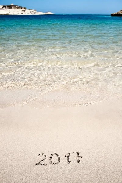 Schöne Zeichnung Auf Dem Sand Des Meereshintergrunds — Stockfoto