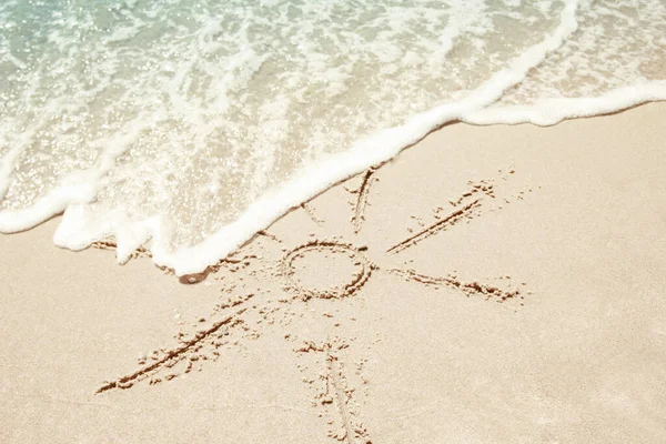 Belos Desenhos Inscrição Areia Mar Verão Natureza — Fotografia de Stock