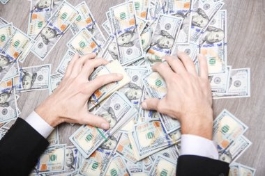 Geri kalan dükkanları gezmek için bir işadamının elinde dolar var.