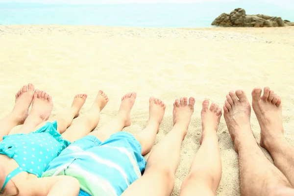 Beautiful Legs Sand Sea Greece Background — Stock Photo, Image