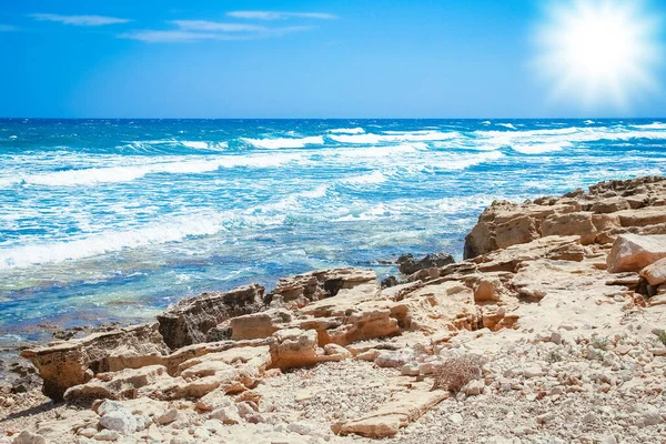 Piękna Plaża Falami Naturze Tła — Zdjęcie stockowe