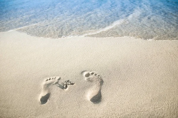 Beautiful Footprints Sand Sea Nature Background — Stock Photo, Image