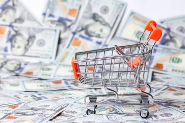 dollars background shopping cart business concept bank in pandemic