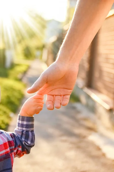 Parent Holding Child Hand Happy Background — Stock Photo, Image