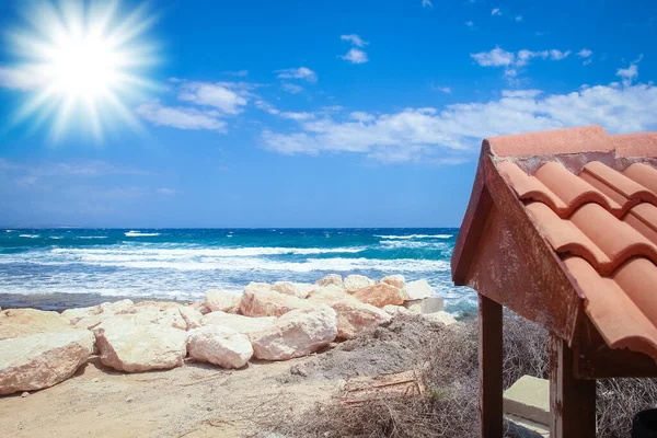 Piękna Plaża Falami Naturze Tła — Zdjęcie stockowe