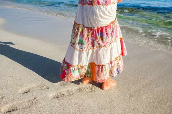 Krásné Stopy Nohama Písku Pozadí — Stock fotografie
