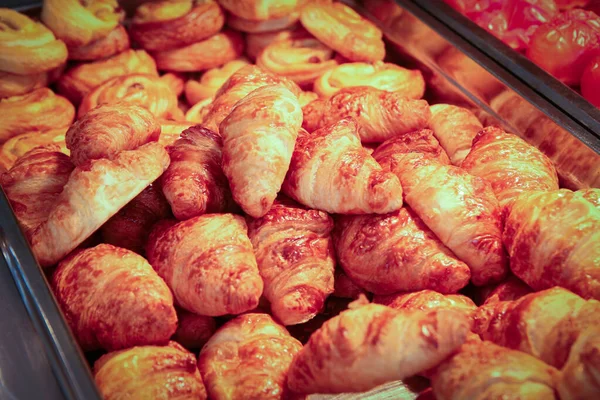 Köstliche Croissants Hintergrund Des Restaurants — Stockfoto