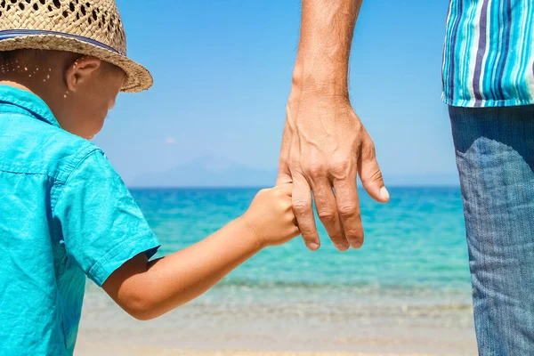 Hands Happy Parent Child Sea Nature Travel — Stock Photo, Image