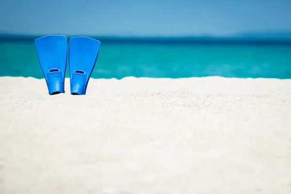 Flippers Sand Sea Coast Travel Background — Stock Photo, Image