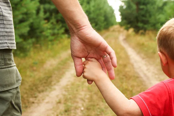 Parent Holds Hand Small Child Concept Family — Stock Photo, Image