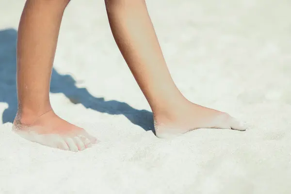 Feet Footprints Seashore Nature Travel Vacation Background — Stock Photo, Image