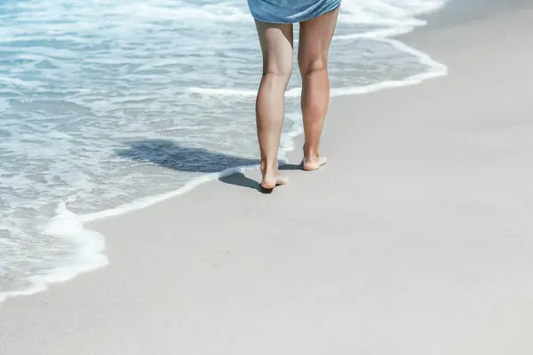 Feet Footprints Seashore Nature Travel Vacation Background — Stock Photo, Image