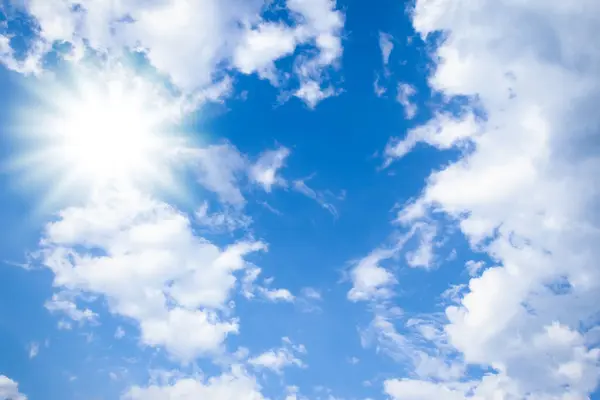 Blue Sky White Clouds Nature Summer Weather Background — Stock Photo, Image