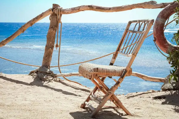Stylishly Beautiful Chair Sea Nature Landscape Background — Stock Photo, Image