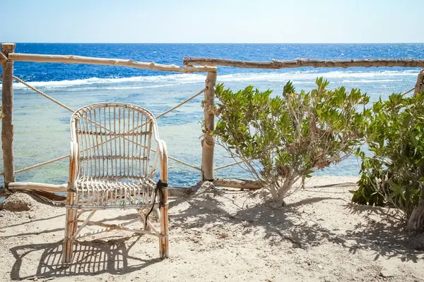 Stylishly Beautiful Chair Sea Nature Landscape Background — Stock Photo, Image