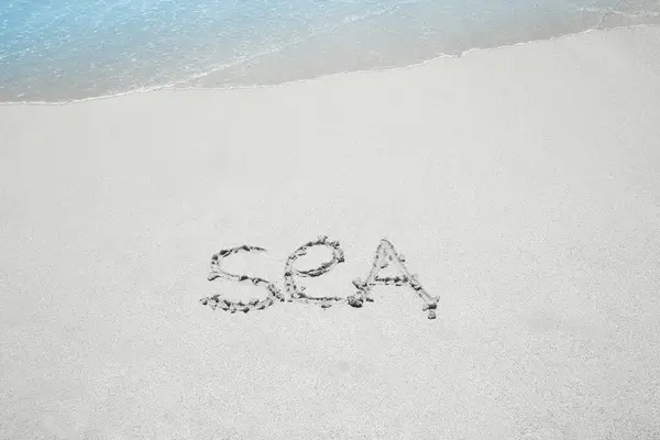 Красивий Малюнок Піску Біля Морського Берега Фону Ліцензійні Стокові Зображення