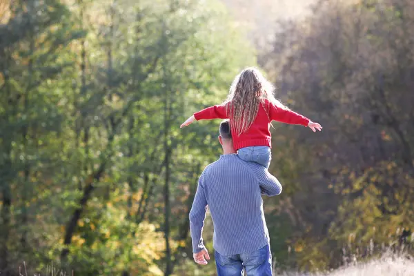 Ayah Berjalan Dengan Emosi Anak Konsep Kebahagiaan Keluarga Stok Gambar Bebas Royalti