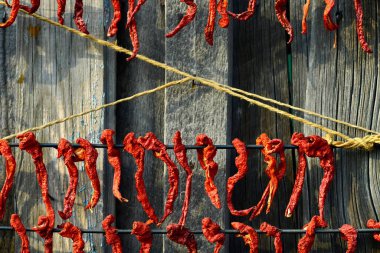 Kırmızı biber. Kore ailelerinde, kırmızı biber ulusal salata yapmak için sonbaharda kurutulur..