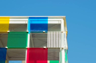 exterior architecture of Centre Pompidou museum in Malaga, Spain